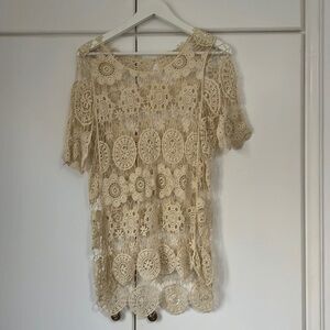 Women's Boutique Cream Crochet Beach Coverup